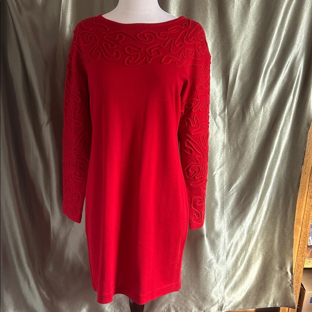 Carole Little Vibrant Red Long Sleeve Dress
